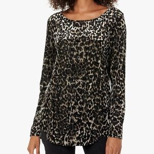Karen Kane Black and Gray Relaxed Long Sleeve Blouse